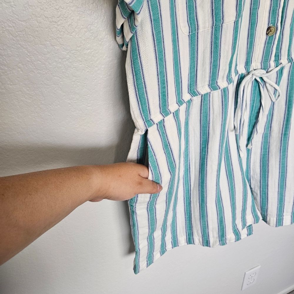 NWT Old Navy Crinkle Gauze Button Down Romper Blue White Stripe XXL Petite - Picture 5 of 7